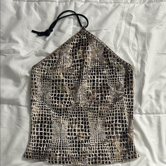 Express Tops - Vintage Y2K Express Animal Print Halter Top